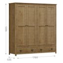 Ver imagem 4 de Guarda Roupa 4p 2g Madeira Maciça 176 Cm 9105 Freijo Milani Store