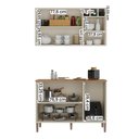 Ver imagem 3 de Conjunto Cozinha Tunísia 120cm 5 Portas com Aéreo e Balcão Off White/canelato
