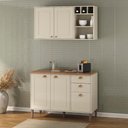 Ver imagem 2 de Conjunto Cozinha Tunísia 120cm 5 Portas com Aéreo e Balcão Off White/canelato