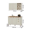 Ver imagem 4 de Conjunto Cozinha Tunísia 120cm 5 Portas com Aéreo e Balcão Off White/canelato