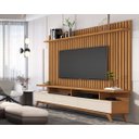 Ver imagem 1 de Rack Vivare 1.8 Wood com Painel Classic Ripado para Tv até 72 Polegadas Nature/off White - Giga Móve