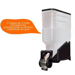 Dispenser Avulso 1 Módulo 35 Litros ou 15 Kilos Armazenamento Ração Grãos Cereais Preto Agp - 5