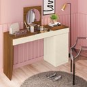 Ver imagem 2 de Mesa Escrivaninha Klein com Espelho/ Nicho Organizador Freijó/ Off White - Bela Móveis