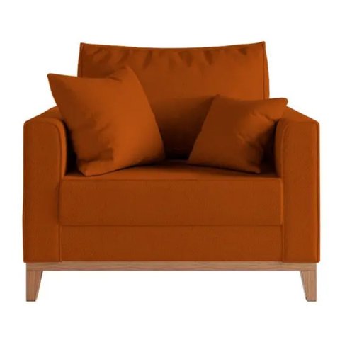 Kit 02 Poltrona Decorativa Beny Pés Base em Madeira Suede Cor:terracota