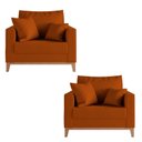 Ver imagem 2 de Kit 02 Poltrona Decorativa Beny Pés Base em Madeira Suede Cor:terracota
