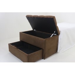 Puff Baú Gaveta (sapateiro Infantil) 90x50x45cm na Cor Marrom Tecido Veludo Liso - 2