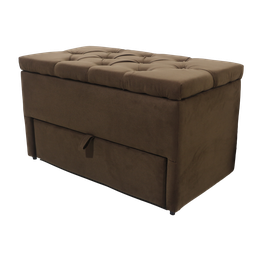 Puff Baú Gaveta (sapateiro Infantil) 90x50x45cm na Cor Marrom Tecido Veludo Liso - 1