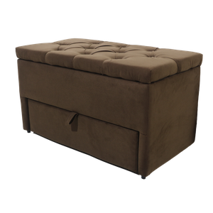 Puff Baú Gaveta (sapateiro Infantil) 90x50x45cm na Cor Marrom Tecido Veludo Liso