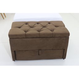 Puff Baú Gaveta (sapateiro Infantil) 90x50x45cm na Cor Marrom Tecido Veludo Liso - 3