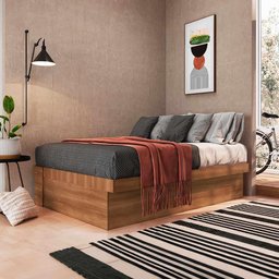 Cama com Baú Casal Nogal Istambul Art In Móveis - 1
