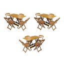 Ver imagem 1 de Kit 3 Jogos De Mesa Dobravel Com 4 Cadeiras De Madeira 120X70 Para Restaurante E Bar - Mel