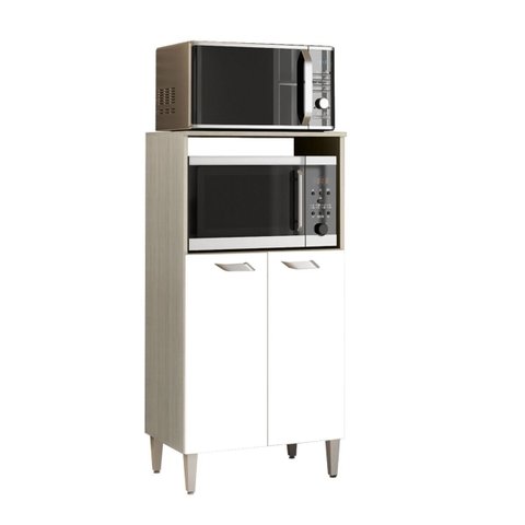 Balcão Microondas e Fono Elétrico 2 Portas Prisma Hr Móveis:elmo-branco