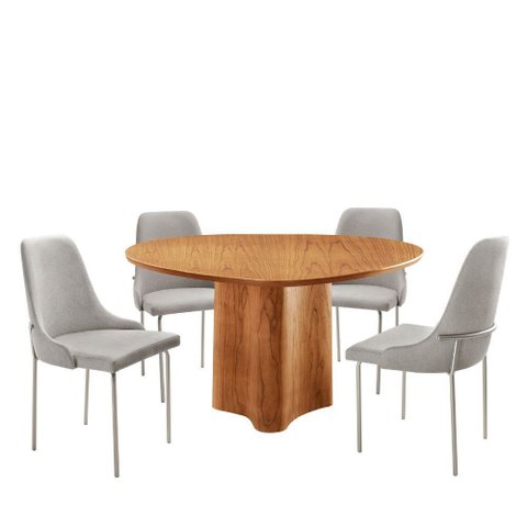 Sala de Jantar Mesa Selene Tampo 135cm Laminado com 4 Cadeiras Vicenza Moderna Mobilia