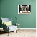 Ver imagem 2 de Quadro Decorativo Gato Olhar Muro - 50x70cm:moldura Preta