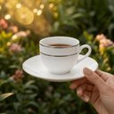 Ver imagem 2 de Conjunto 2 Peças Xícara e Pires 90ml Café Porcelana Majesty Silver Branco Prateado Mesa Posta