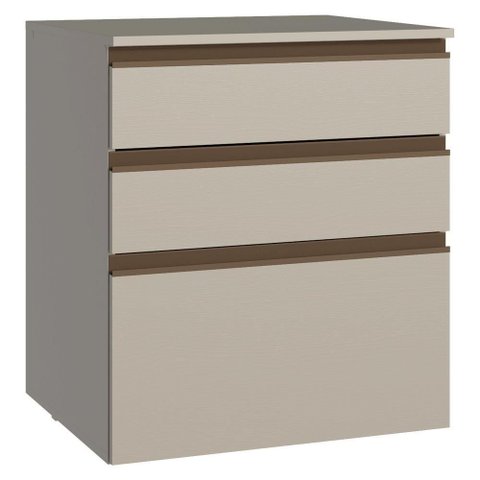 Balcão de Cozinha 60 Cm 3 Gavetas Suspenso Nice Madesa Crema
