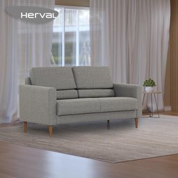 Sofá Herval Spirit, 2 Lugares, Linho Grafite, Desmontável - 1