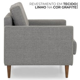 Sofá Herval Spirit, 2 Lugares, Linho Grafite, Desmontável - 6