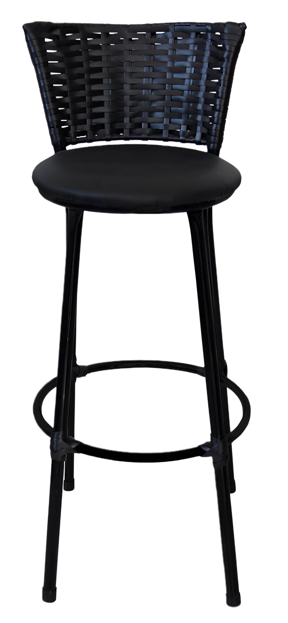 Conjunto 2 Banqueta Alta Preta com Encosto Junco, Aço Carbono, Assento Estofado D28 - 5