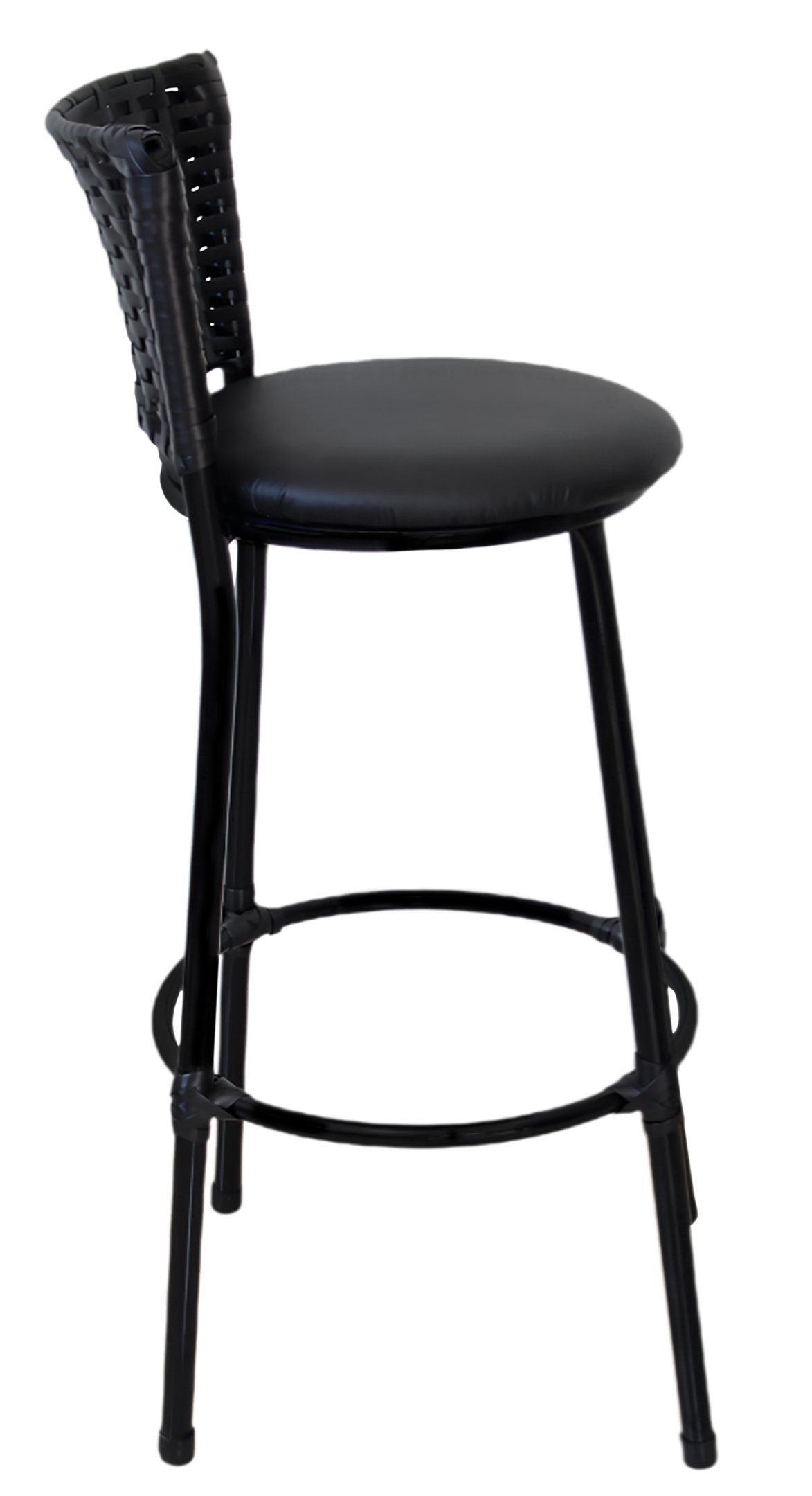Conjunto 2 Banqueta Alta Preta com Encosto Junco, Aço Carbono, Assento Estofado D28 - 6