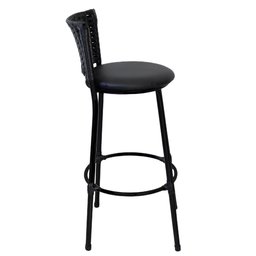Conjunto 2 Banqueta Alta Preta com Encosto Junco, Aço Carbono, Assento Estofado D28 - 6