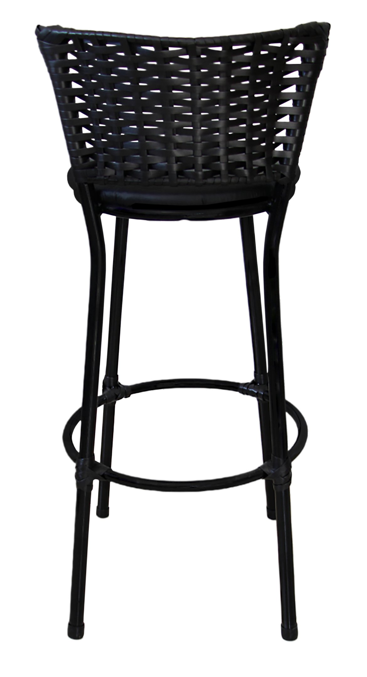 Conjunto 2 Banqueta Alta Preta com Encosto Junco, Aço Carbono, Assento Estofado D28 - 4
