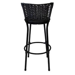 Conjunto 2 Banqueta Alta Preta com Encosto Junco, Aço Carbono, Assento Estofado D28 - 4