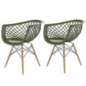 Kit com 2 Cadeiras Web com Pés de Madeira Verde Militar