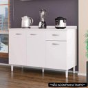 Ver imagem 4 de Balcão de Cozinha sem Tampo 3 Portas 1 Gaveta 120cm - Poquema Cor Branco