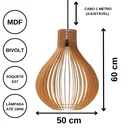 Ver imagem 2 de Luminária Teto Tipo Pendente Tijuca Mdf:mdf Cru