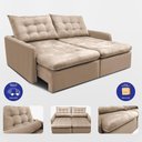 Ver imagem 7 de Sofá sem Caixa Retrátil 1,80m Softgel Celeste Velusoft Bege Cama Inbox