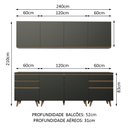 Ver imagem 4 de Armário de Cozinha Completa 240cm Preto/Rustic Reims Madesa 02