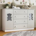 Ver imagem 1 de Cômoda Infantil 125cm 2 Portas com Vidro e 4 Gavetas Teddy Multimóveis Mp4490 Branco/off White