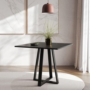 Mesa de Jantar Mônaco 90cm Preta Base Preto