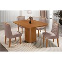 Ver imagem 1 de Conjunto: Mesa de Cozinha Maldivas C/ Tampo Madeirado Canto Curvo 90x90cm e 4 Cadeiras Maldivas