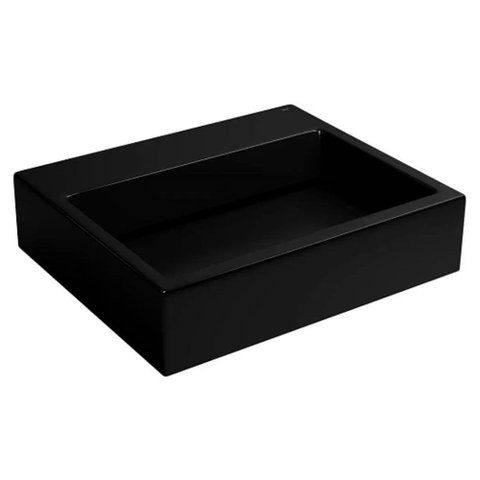 Cuba de Apoio Retangular com Mesa e Válvula Oculta 46x56cm Ébano - L.87.95