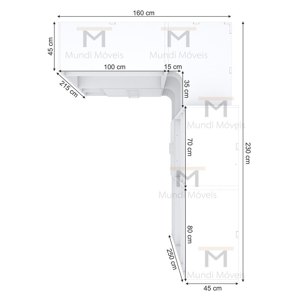 KIT CLOSET MODULADO 2 ALTURAS 4 MÓDULOS M451.B (CLOSET, CASA) MUNDI MOVEIS - 3