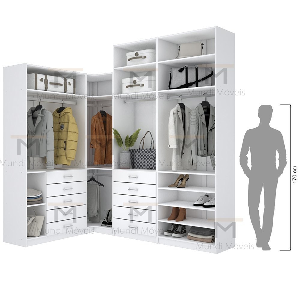 KIT CLOSET MODULADO 2 ALTURAS 4 MÓDULOS M451.B (CLOSET, CASA) MUNDI MOVEIS - 8