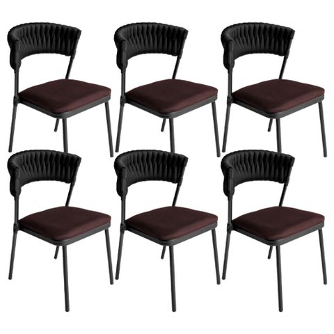 Kit 6 Cadeiras Nice Alumínio Tricô Náutico Área Gourmet Acesse Móveis