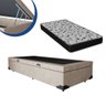 Cama Box Baú Solteiro Colchão Espuma D33 Bordado + Box Bege - 1