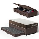 Ver imagem 1 de Cama Box Baú Solteiro com Colchão de Espuma D33 Double Comfort + Auxiliar 88cm