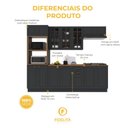 Ver imagem 5 de Armário de Cozinha Modulada Completa Fidelitá Nara 100% MDF 5 Peças 270cm 14 Portas 2 Gavetas com
