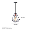 Ver imagem 2 de Lustre Pendente Aramado Cristal 24 Cm Decorações Cor: Preto