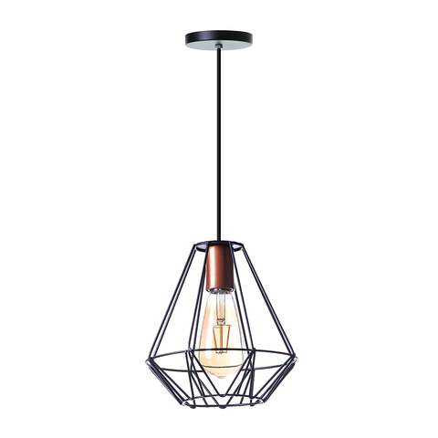 Lustre Pendente Aramado Cristal 24 Cm Decorações Cor: Preto