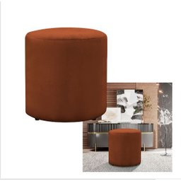 Puff Banqueta Viena Decorativo Redondo Veludo Terracota - 4