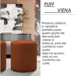 Puff Banqueta Viena Decorativo Redondo Veludo Terracota - 2