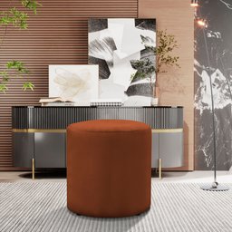 Puff Banqueta Viena Decorativo Redondo Veludo Terracota - 1