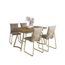 Ver imagem 3 de Conjunto Sala de Jantar Amara 4 Lugares Tampo MDP Cadeiras Tecidos Premium Dourado 130cm Móveis