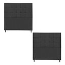 Ver imagem 1 de Kit Cabeceira Maveric Estofada Casal 144cm Preto Botão Tecido + Cabeceira Maveric Solteiro 94cm Pret