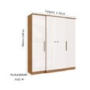 Ver imagem 4 de Guarda Roupa Casal MDP 4 Portas 2 Gavetas Miami Cor: Nogueira Off White